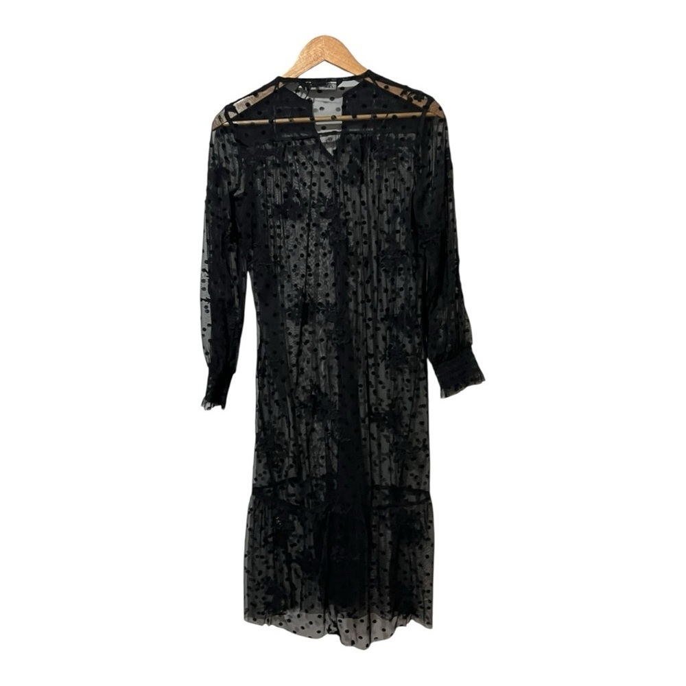 Zara Polka Dot Sheer Dress Womens Size Small Black - Picture 3 of 4